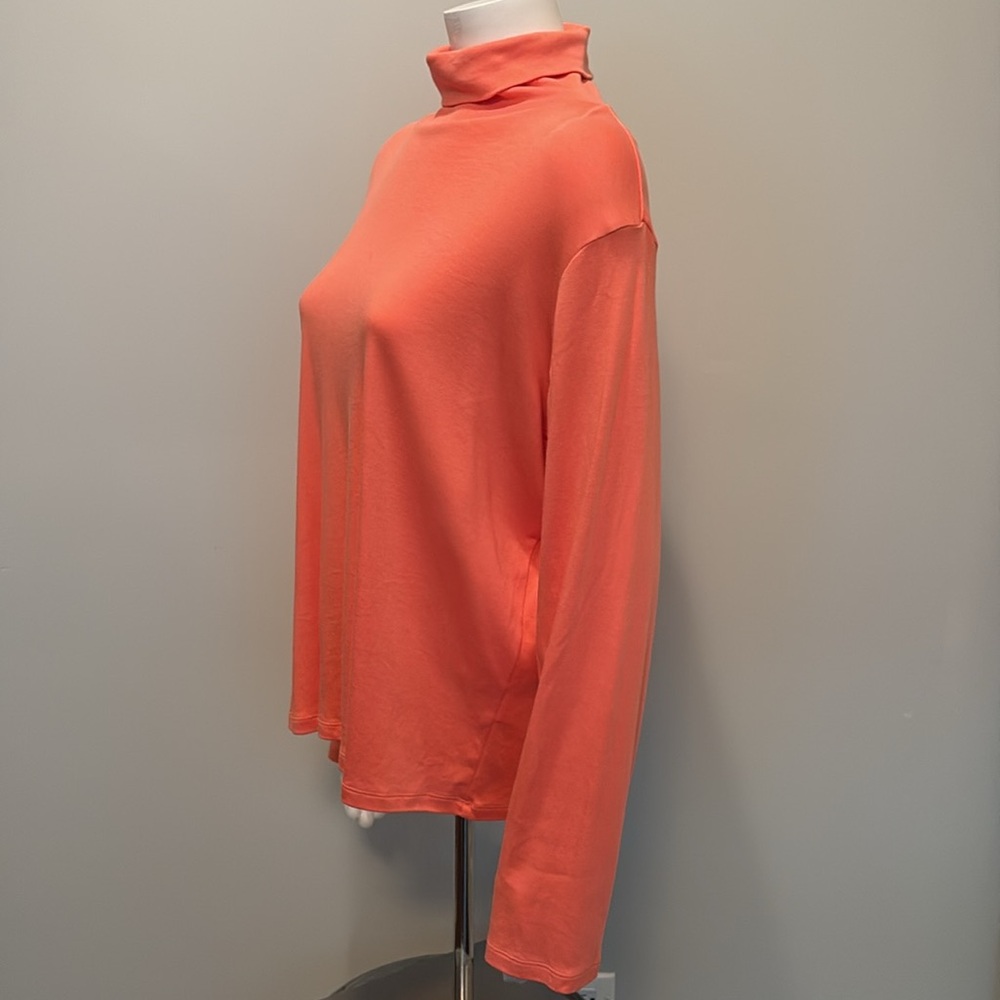 Winter Silks Coral Orange Turtleneck Top Size XL - Picture 4 of 8